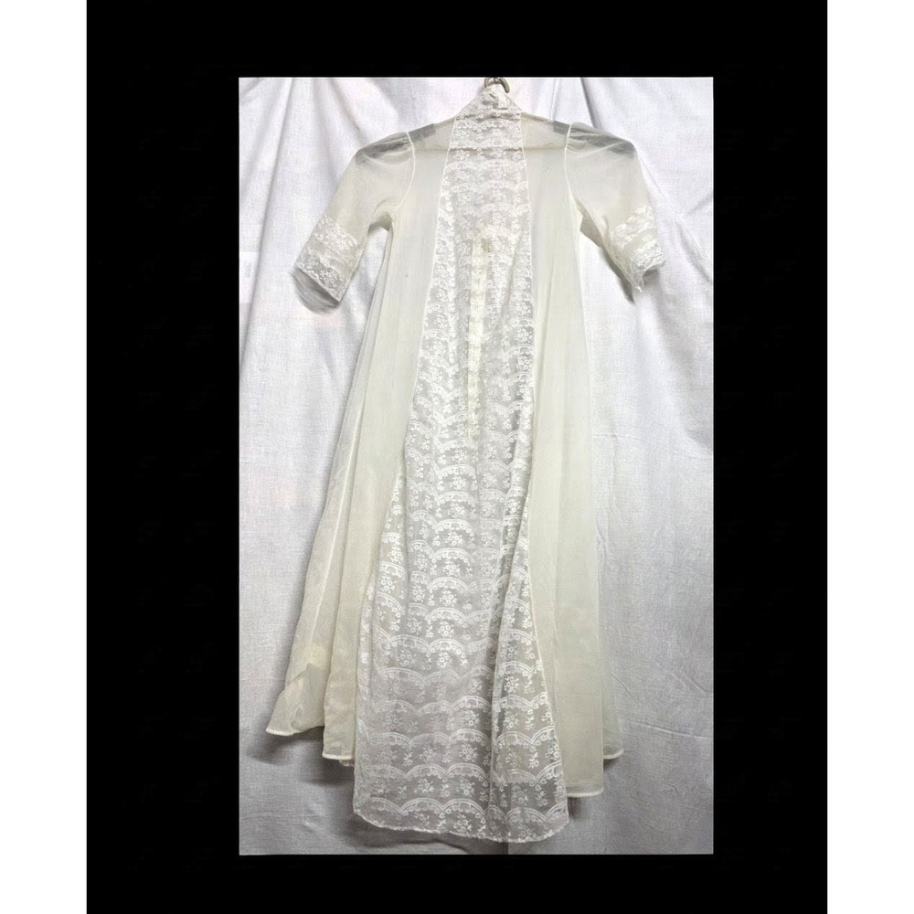 Vintage Ilise Stevens Bridal Ivory Sheer Nylon Lace Robe Peignoir Size Small